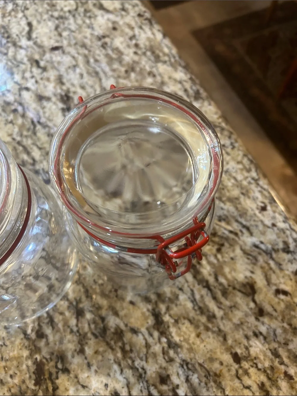 Anchor Hocking Clear Glass Canisters with Red Wire Bails - Set of 2